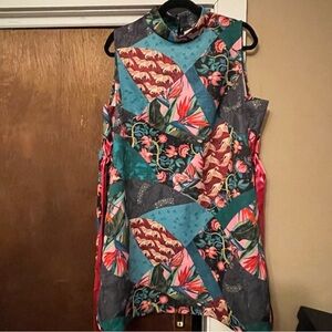 NWT Asian-inspired Patchwork Print dress